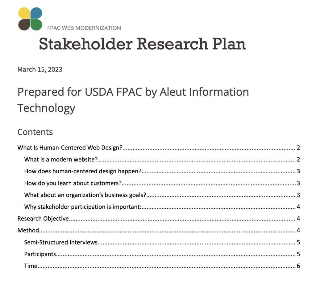 Excerpt of a research plan